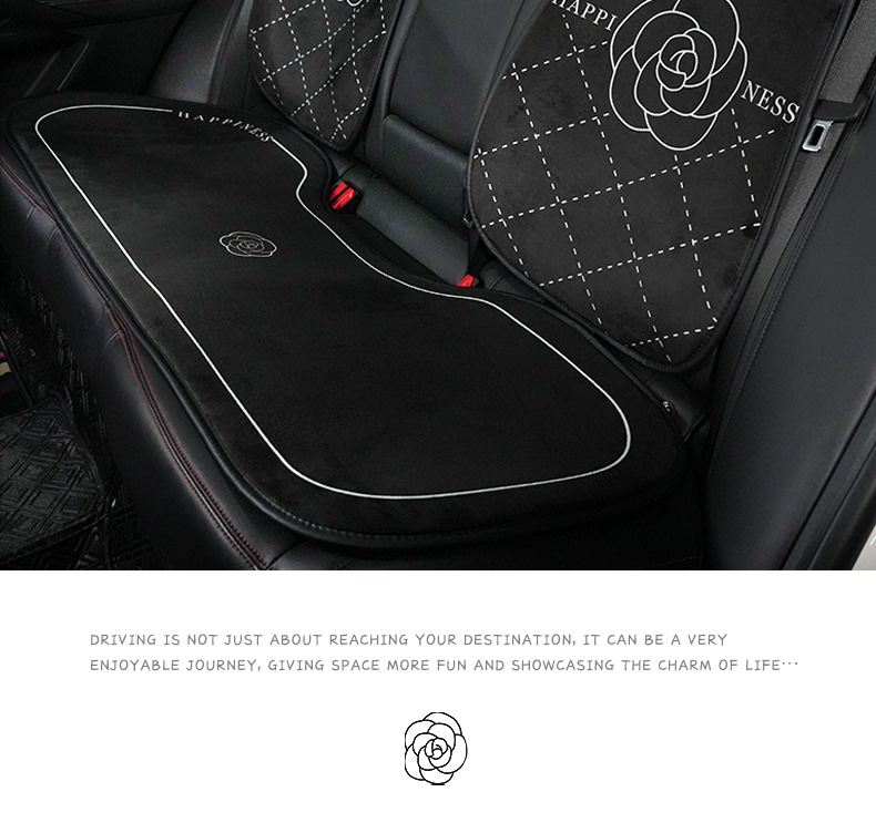Blue Rain Car Seat Cushion, Plush High-End Camellia Car Seat Cushion, Autumn and Winter Warm and Comfortable Car Seat Cover
