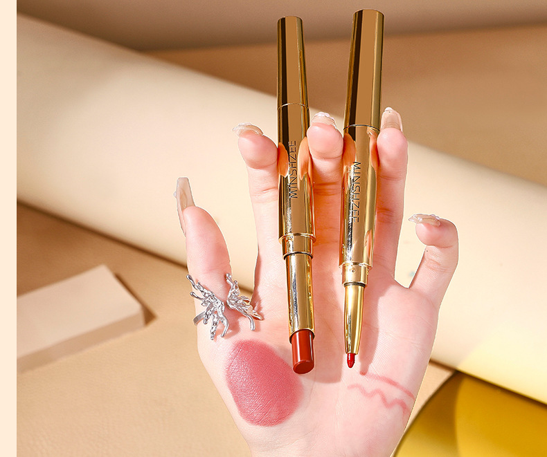 Mingxi Zhi Double-headed Red Lip Liner pen Matte matte lipstick long-lasting non-stick cup Outlining lip shape Lip liner pen Cross-border undefined