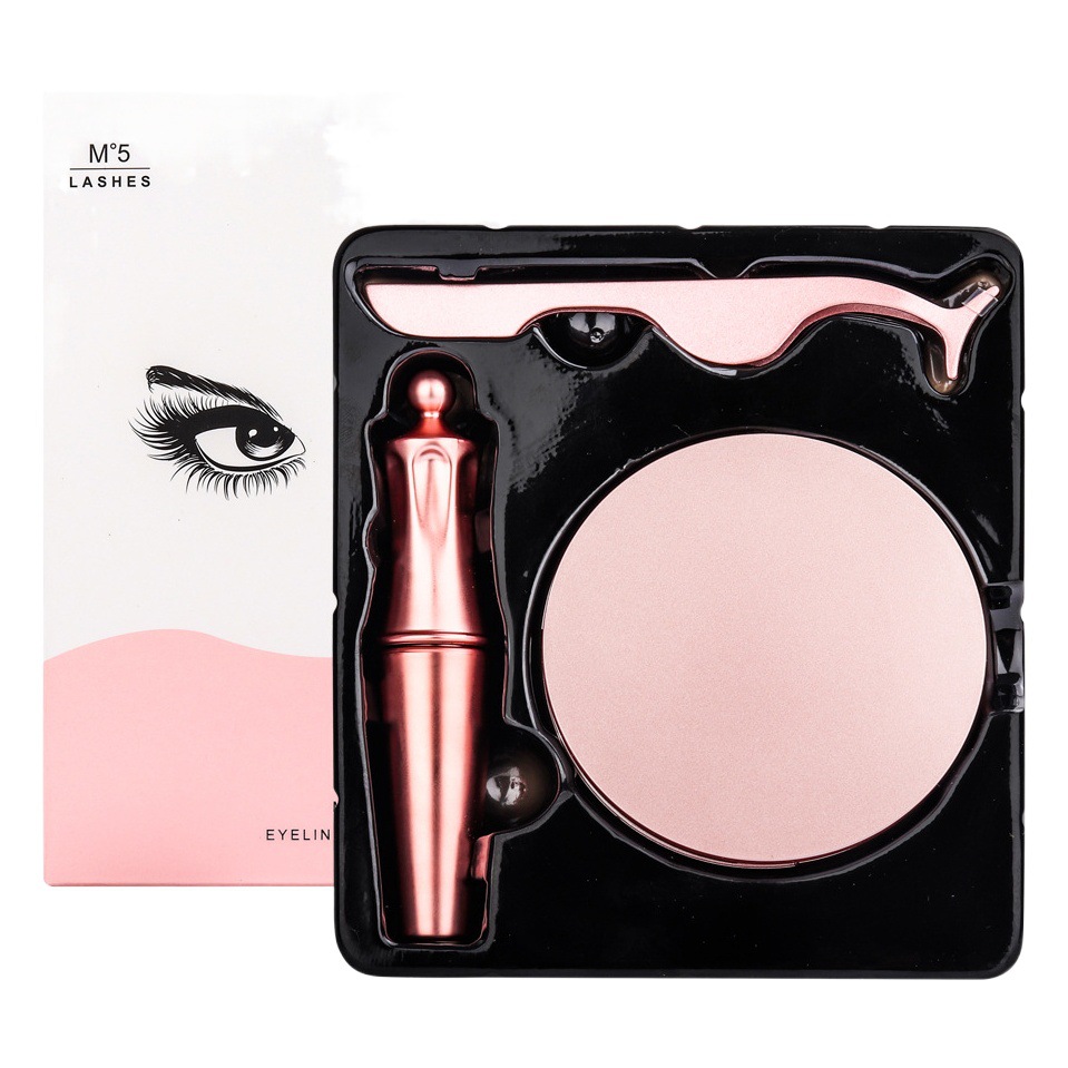 Juego de delineador de ojos magnético transfronterizo con caja de polvo para herramientas, pestañas postizas magnéticas, varios estilos, maquillaje europeo y americano, pestañas magnéticas