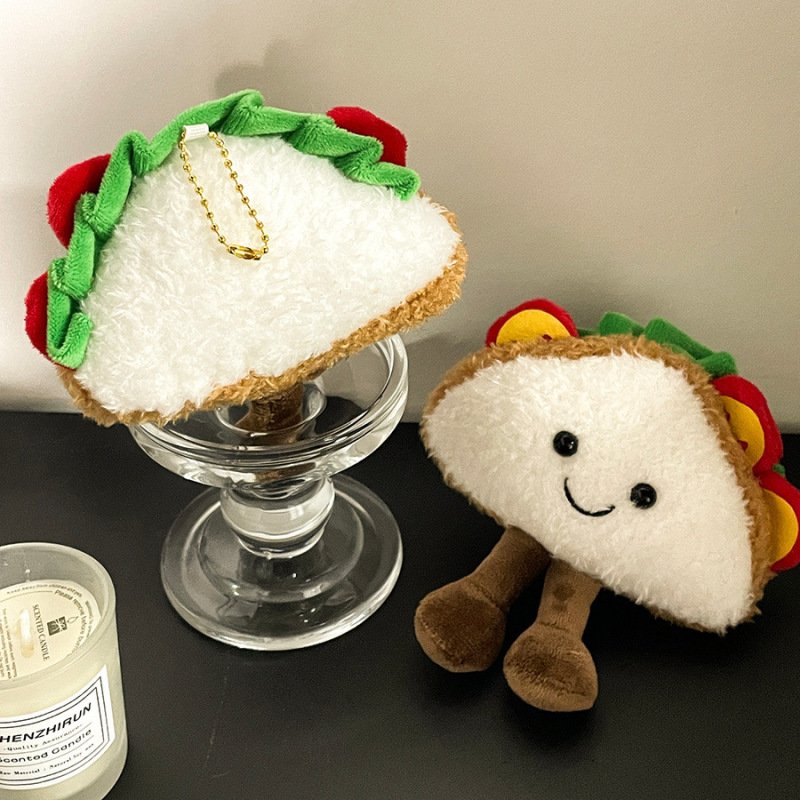 趣味のシミュレーションの食べ物のぬいぐるみのぬいぐるみのペンダントのキーホルダーのタコのサンドイッチの人形は牛の角のカバンの子供を賛美することができます。|undefined