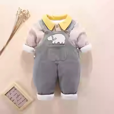 Ropa de primavera, otoño e invierno acolchada para bebés para hombres y mujeres, traje de correa para bebés, ropa de algodón fino para niños, ropa de otoño 0-1 años 2