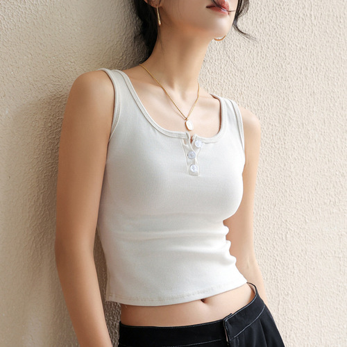 Carefully selected niche thread outer short tops for summer with sleeveless Korean style camisole sexy vest for women ins