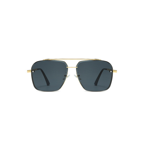  Double Beam Metal Trimmed European and American Fashionable Men's Square Sunglasses Driver Driving Women's Outdoor Sunglasses