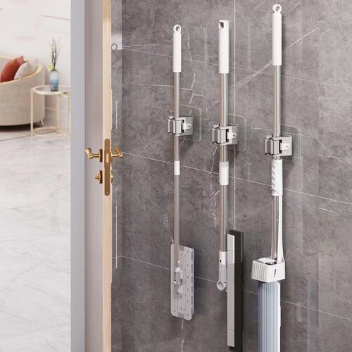 Mop rack, punch-free hook, mop fixing buckle, broom wall-mounted storage rack, wall bathroom artifact storage
