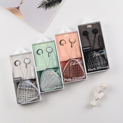 耳朵先森E-224小香风耳机带麦可通话入耳式简约耳塞送三角收纳包