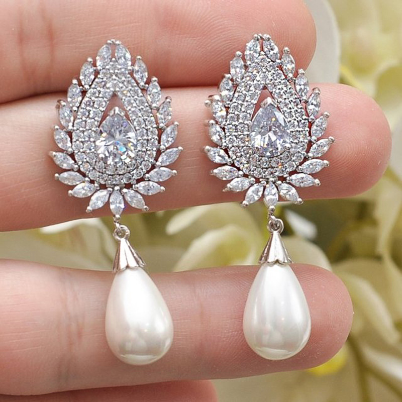 Cao Shis leichte Hochzeitsohrringe im Promi-Stil mit exquisiter Handwerkskunst, weibliche Perlen-Brautohrringe_voghion.com