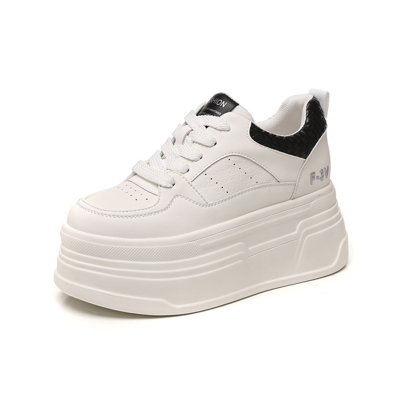 Giày sneaker nữ đế dày trắng đa năng HK9880 đế xuồng 8 cm — đen