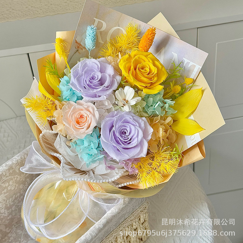 跨境永生花玫瑰花束情人节手提礼盒礼品花束高级感云南保鲜花|undefined