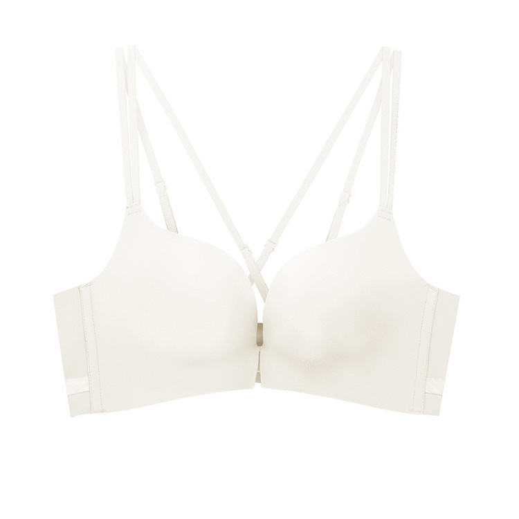 Hebilla frontal brillante diseño sin costuras sexy volver ropa interior cómodo inalámbrico pequeño pecho empuja hacia arriba el sujetador 2831