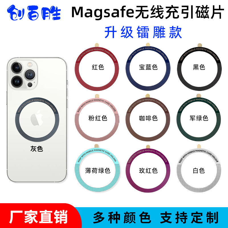 Suitable for Apple mobile phone bracket wireless charger accessories magsafe magnetic film color ring iron plate wholesale