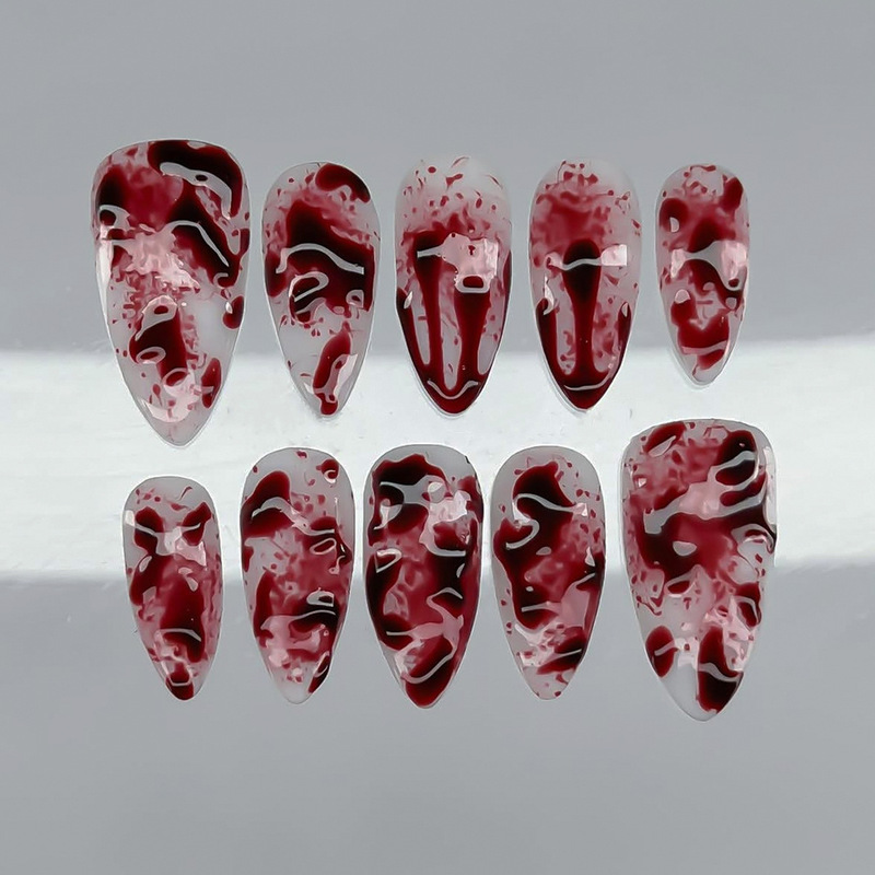 Halloween New 3D Gel Bloodstained Dark Gothic False Nails Cross-Border Finished Nail Art Pieces Wholesale Halloween New 3D Gel Bloodstained Dark Gothic False Nails Cross-Border Finished Nail Art Pieces Wholesale