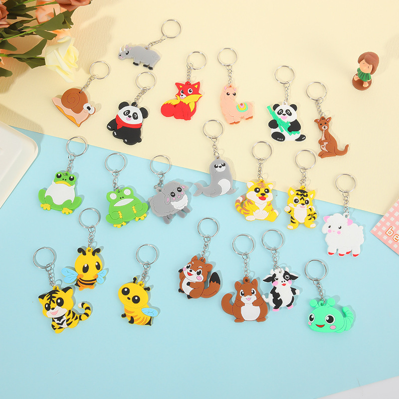 Cartoon creative PVC baby small pendant cute flexible glue personalized key chain mini animal pvc key chain