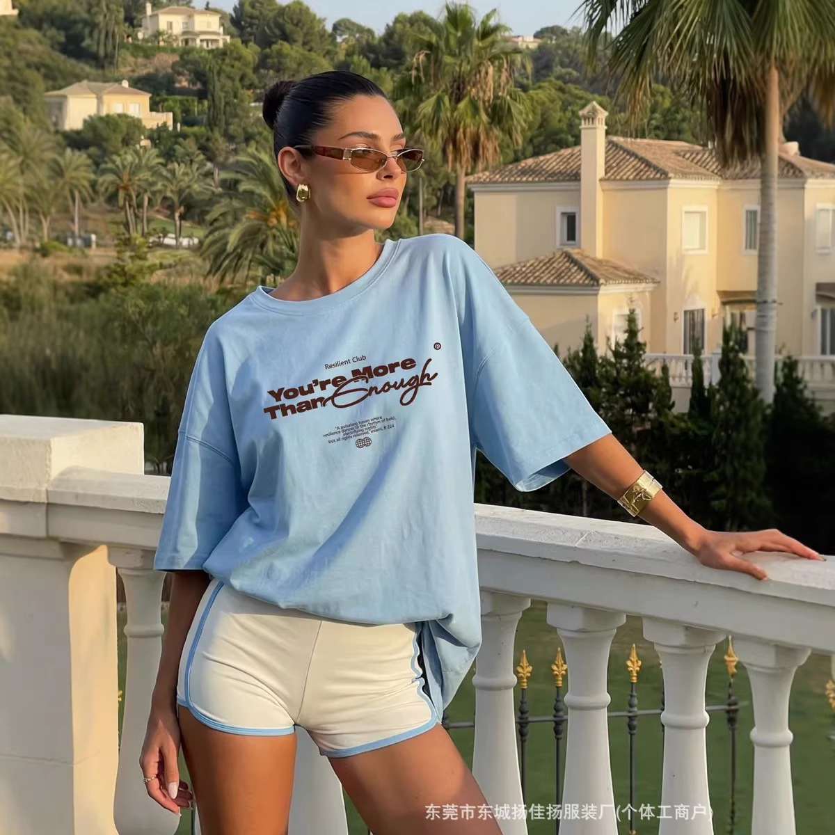 100% Pure Cotton Short-Sleeved T-Shirt, American Style, Stylish, Versatile, Trendy, Casual, Loose-Fitting, Oversize Top That Covers the Body