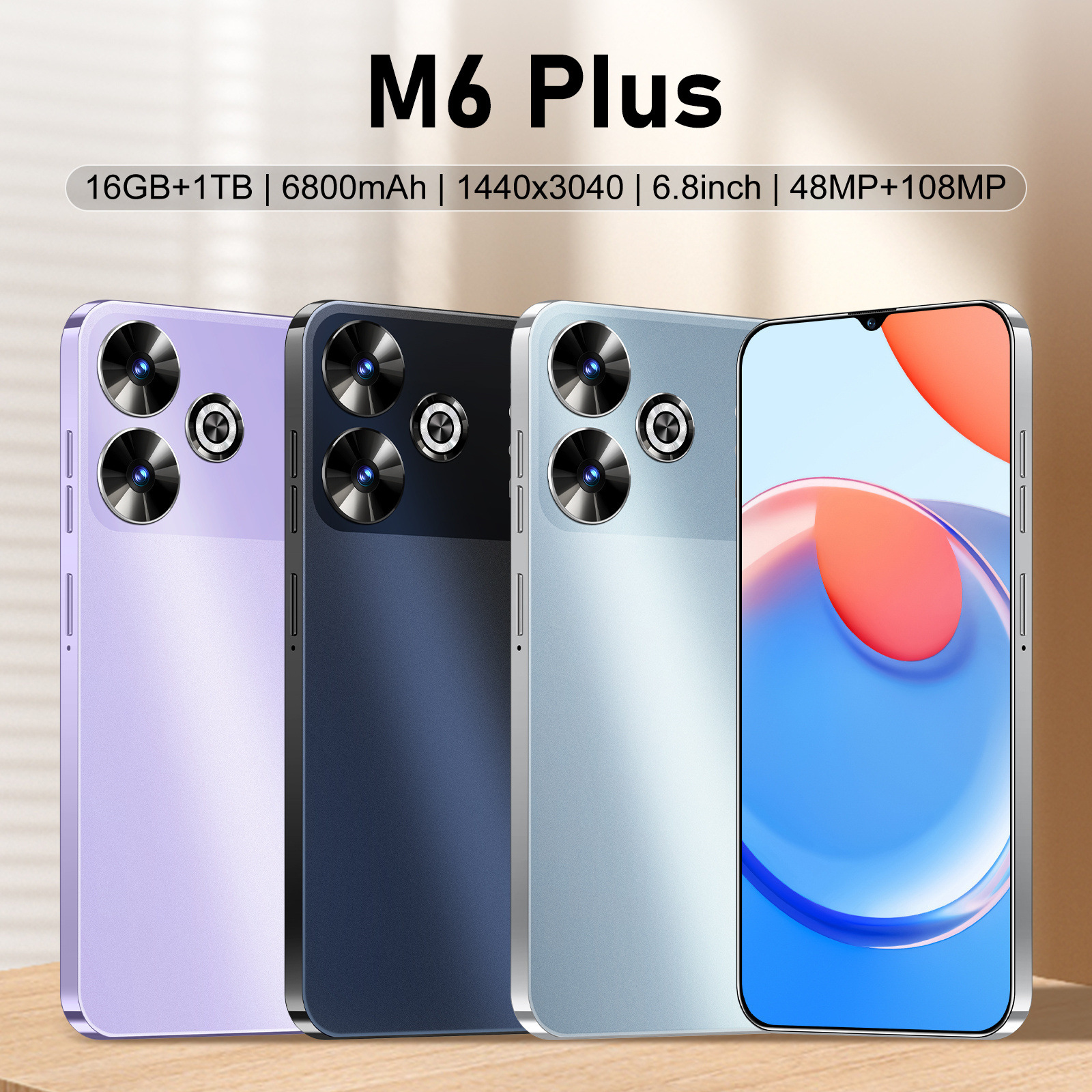Cross-Border New M6 Plus Android 7.3inch Large Screen Smart 5g Mobile Phone 16+1t Source Factory Export Hot Sale