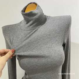店自留!柔软基础款高领打底衫 韩国气质螺纹弹力上衣秋冬女主