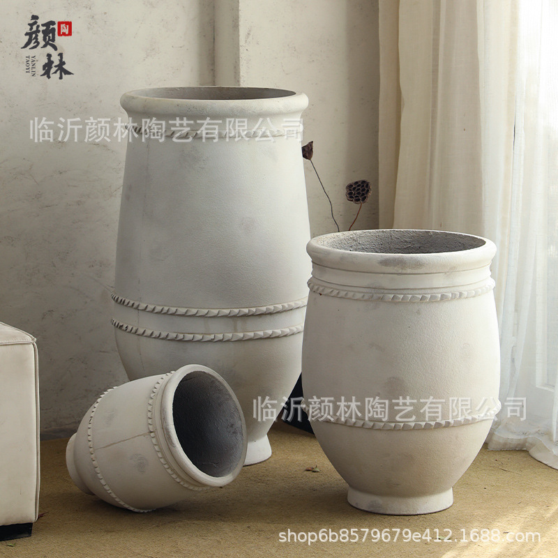 Blanco hecho viejo cemento gran combinación de suelo de alto estilo paisaje de maceta grande decoración del hogar maceta de comercio exterior