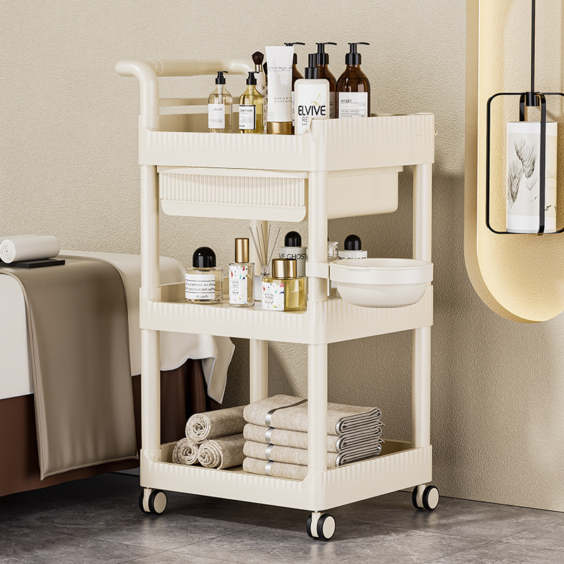 Cleaning Tools, Beauty Salon Special Trolley, Floor-Standing Storage Rack, Multi-Functional Removable Personal Care Storage Rack