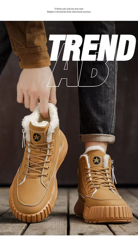 Giày bốt nam cổ cao lót lông giữ ấm chống thấm nước đế dày — CT15 Kaki, CT15 màu xám, CT15 màu đen chi tiết 2