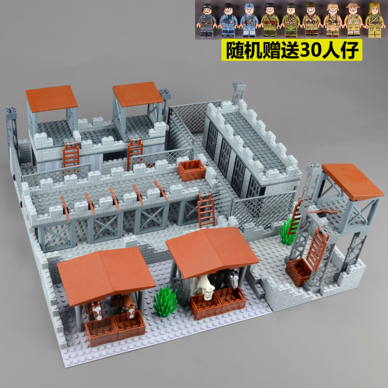 レゴミリタリーベースビルディングブロック、大型シーン、廃墟、要塞、少年用組み立て知育玩具と互換性があります。|undefined