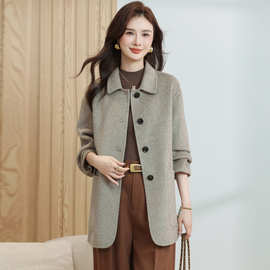 高品质舒适减龄小个子中年妈妈毛呢外套高贵呢子大衣秋冬气质上衣