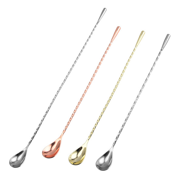Cocktail mixing stick stainless steel drop-shaped