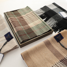 精选澳洲wool纯羊毛格纹围巾英伦经典男女情侣格子款冬季保暖围脖