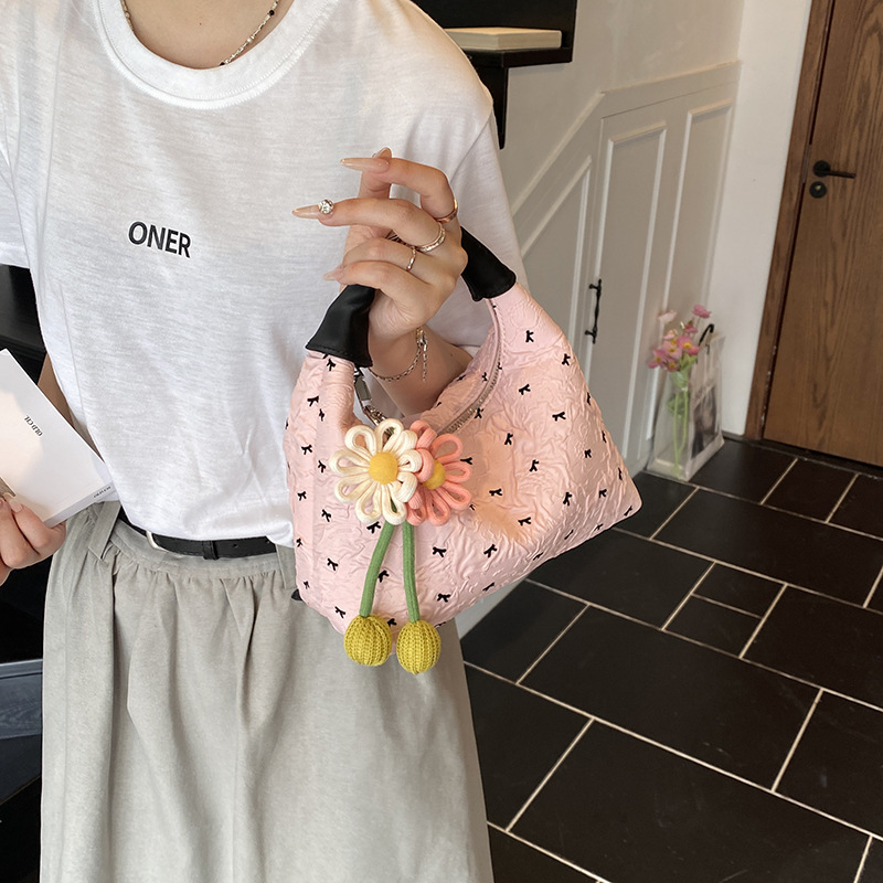 Bolsos populares de este año, nuevos bolsos de verano 2025, bolsos de hombro con lazo lindo, bandolera de color de contraste de estilo occidental