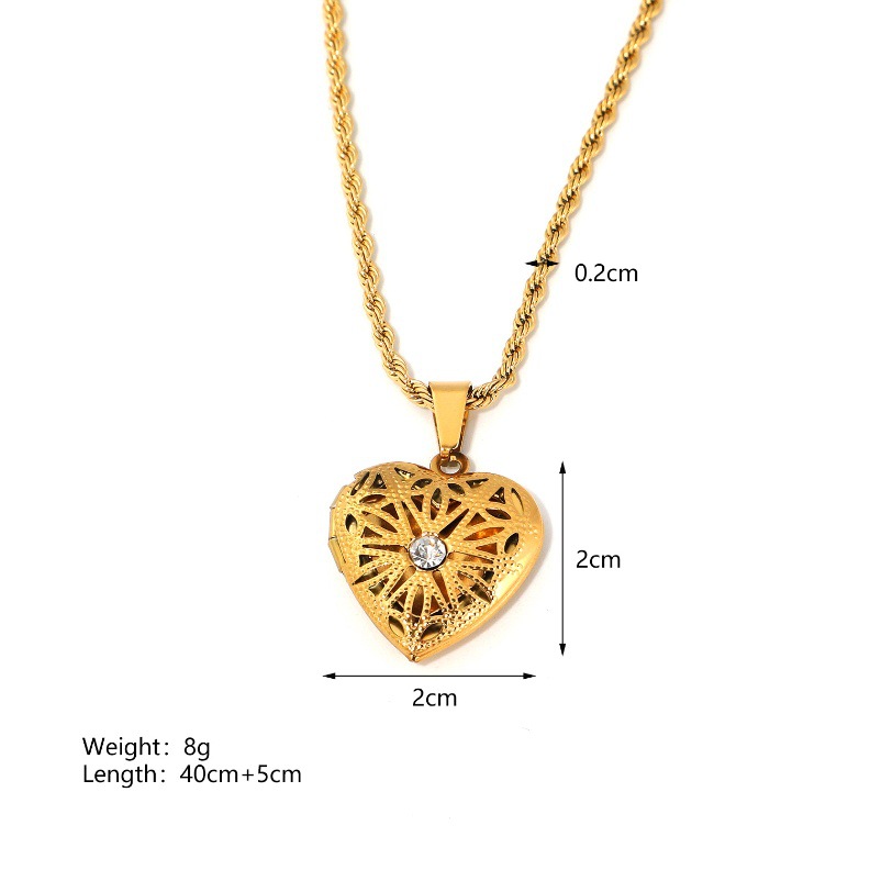 Wholesale Jewelry Retro Book Envelope Heart Shape 304 Stainless Steel Plating Pendant Necklace display picture 3