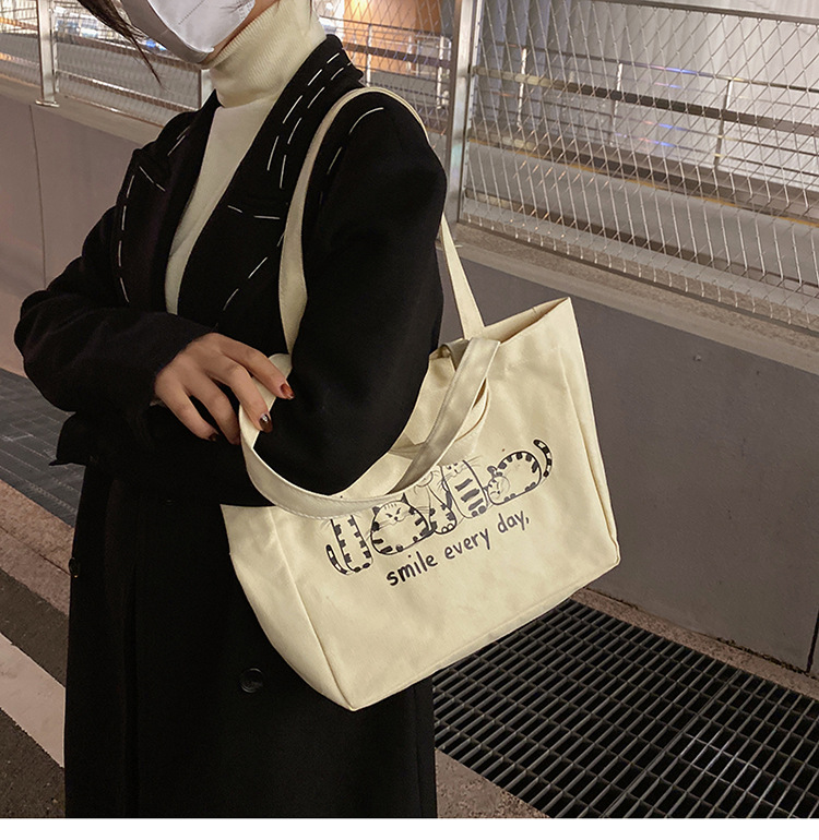 Winter Canvas Big Bag 2021 New AllMatch Shoulder Bag Womens Bag Large Capacity Fashion Commuter Hand Carrying Tote Bagpicture5