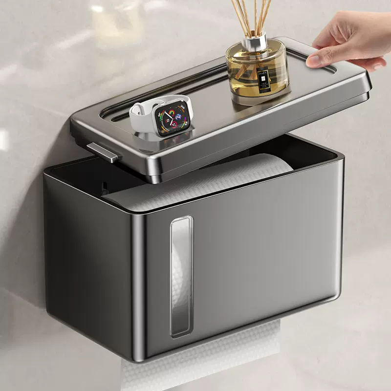 卫生间纸巾盒免打孔防水壁挂式厕所卷纸架厕纸抽纸盒卫生纸置物架