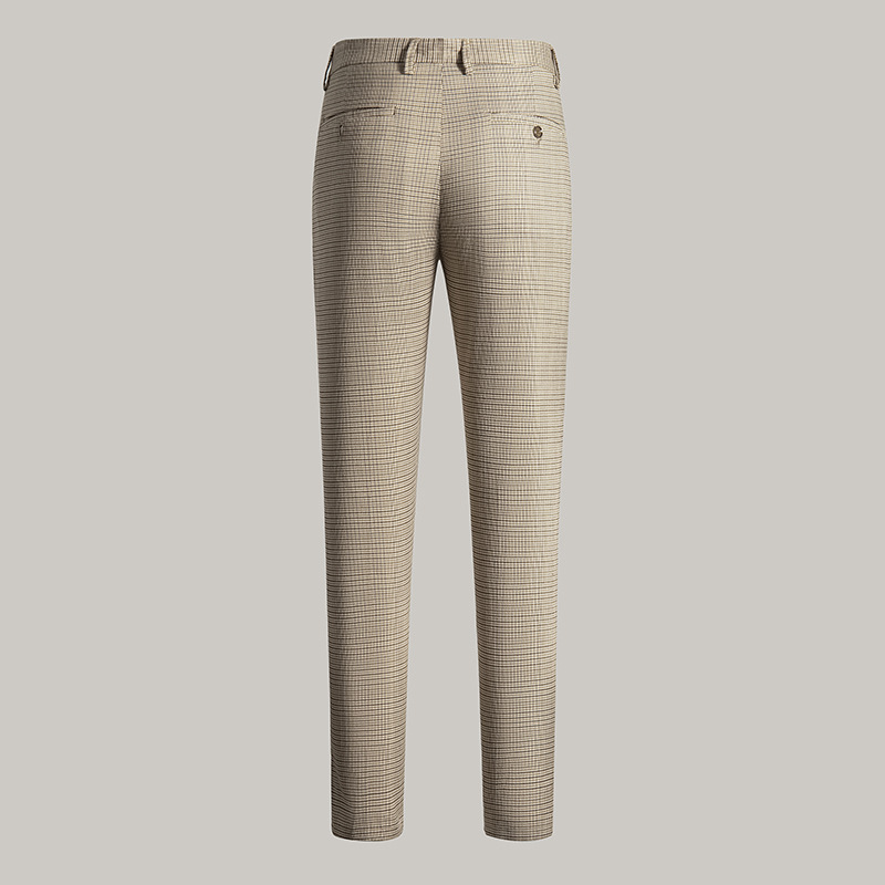 Pantalones casuales de pata de gallo de verano para hombres pantalones delgados sueltos de traje recto pantalones cortos de negocios pantalones a cuadros de estación europea para hombres