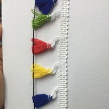 毛线四色平底扫把吊须花边 服装裙摆袖口领口辅料 枕头辅料diy