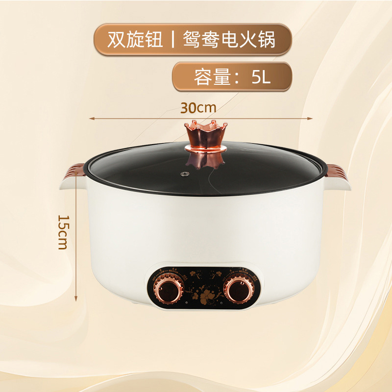 志高鸳鸯电火锅家用分区控温5L大容量多功能一体不粘电煮锅 礼品|undefined