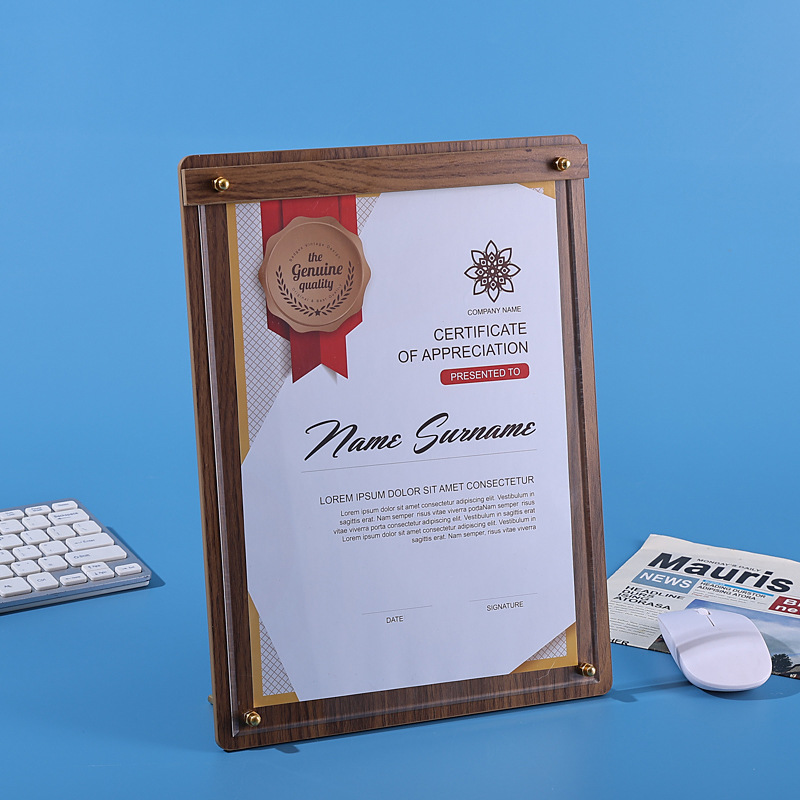 授权牌亚克力展示牌高端价目表台卡餐牌胡桃木夹板奶茶咖啡店桌牌