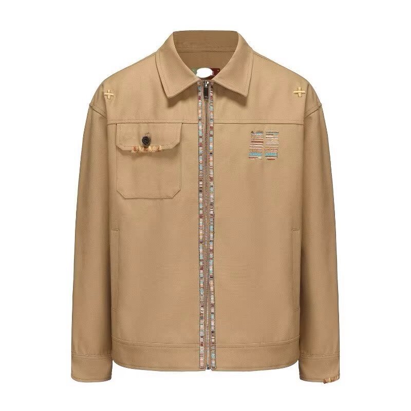 American Retro Barn Style Casual Jacket for Men and Women, Loose Design Lapel Baseball Uniform Embroidered Work Jacket