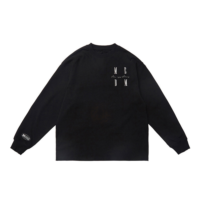 【王鶴山吹同金】ME国潮牌長袖純綿tシャツ男女春秋にロゴプリントがゆるい|undefined