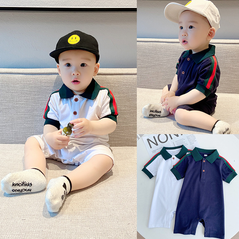 Baby One-piece Summer Baby Lapel Thin Breathable Summer POLO Shirt Short Sleeved