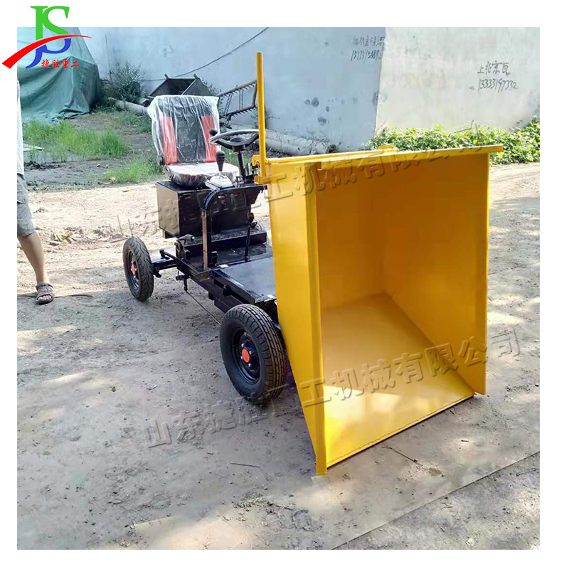 Camión volquete eléctrico coche de cuatro ruedas camión de tracción de ceniza eléctrica sitio de construcción frente giro mortero camión de transporte