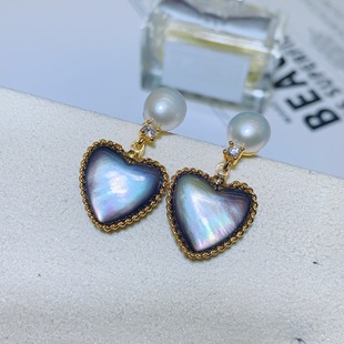 Handmade silver needle S925 original design natural pearl earrings earrings Joker love fritillary earrings manufacturers wholesale