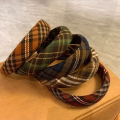 日韓高級感復古格紋高顱頂發箍女2023年新款秋冬海綿頭箍百搭發卡