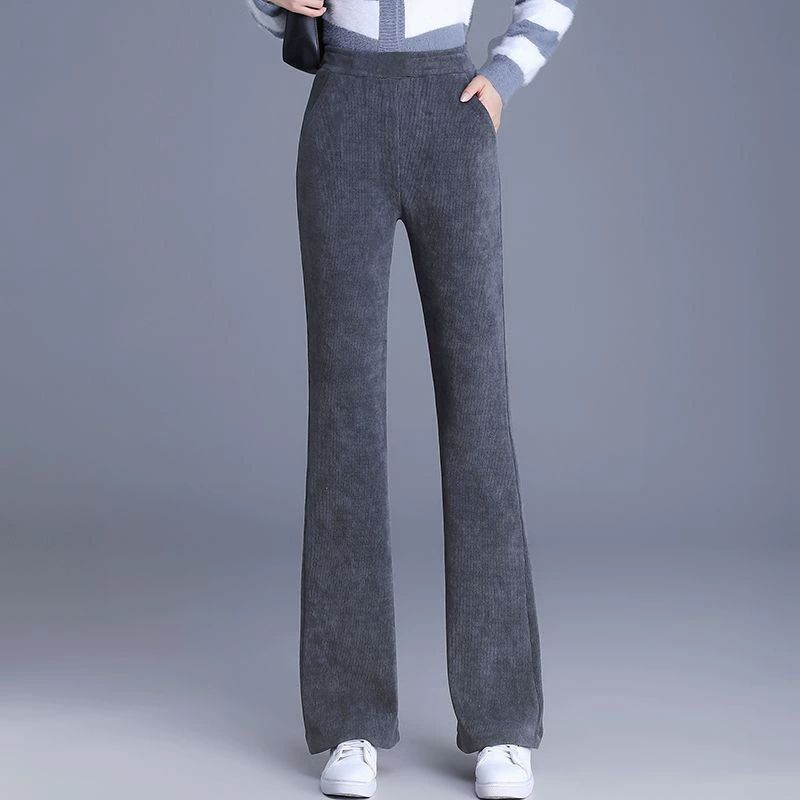 175 маленьких вельветовых микро-ламы брюки женские осенью и зимой с высокой талией тонкая узкая версия повседневных 180 длинных расклешенных брюк