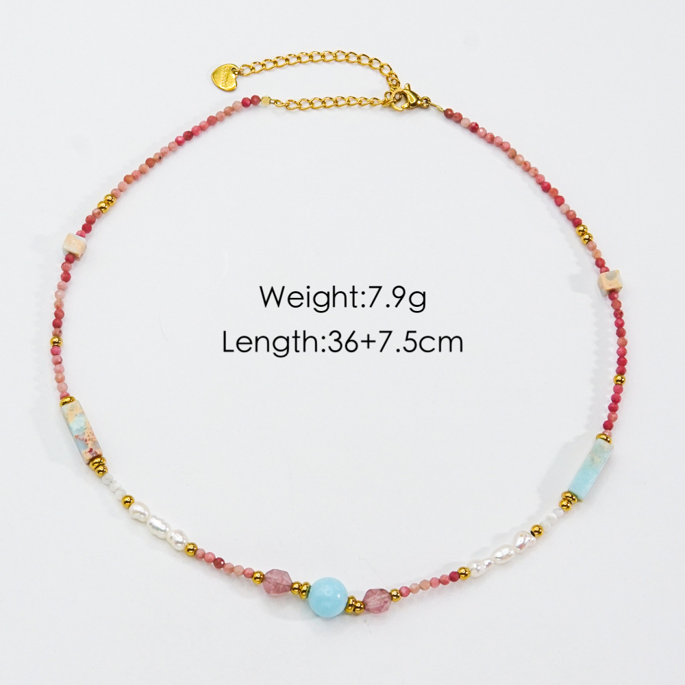 Stainless Steel, natural stone Material Elegant Lady Geometric Stainless Steel Natural Stone Necklace