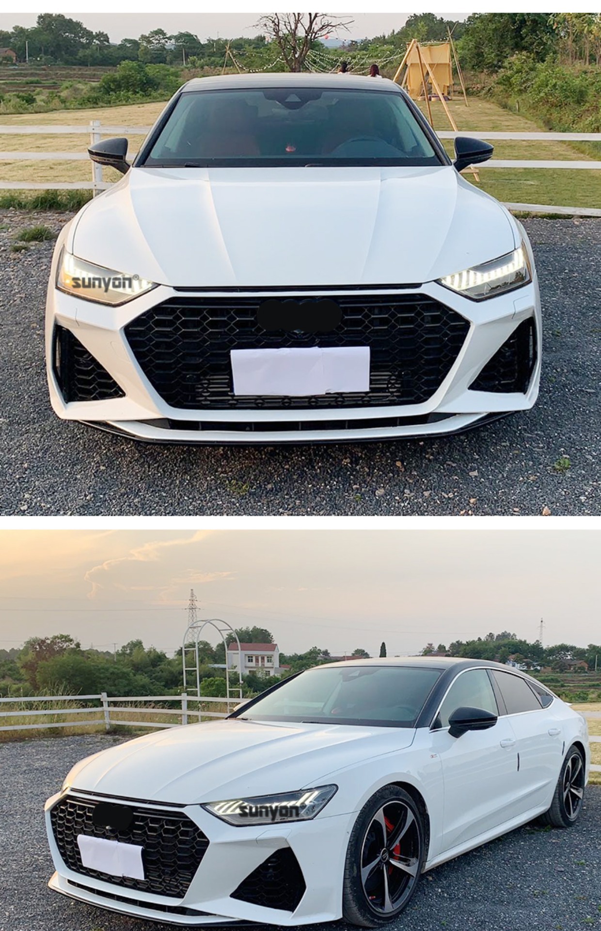 09-24 A7 modified RS7 large surround upgrade S7 front and rear bumper side skirt tail lip tremella for Audi A7 wholesale
