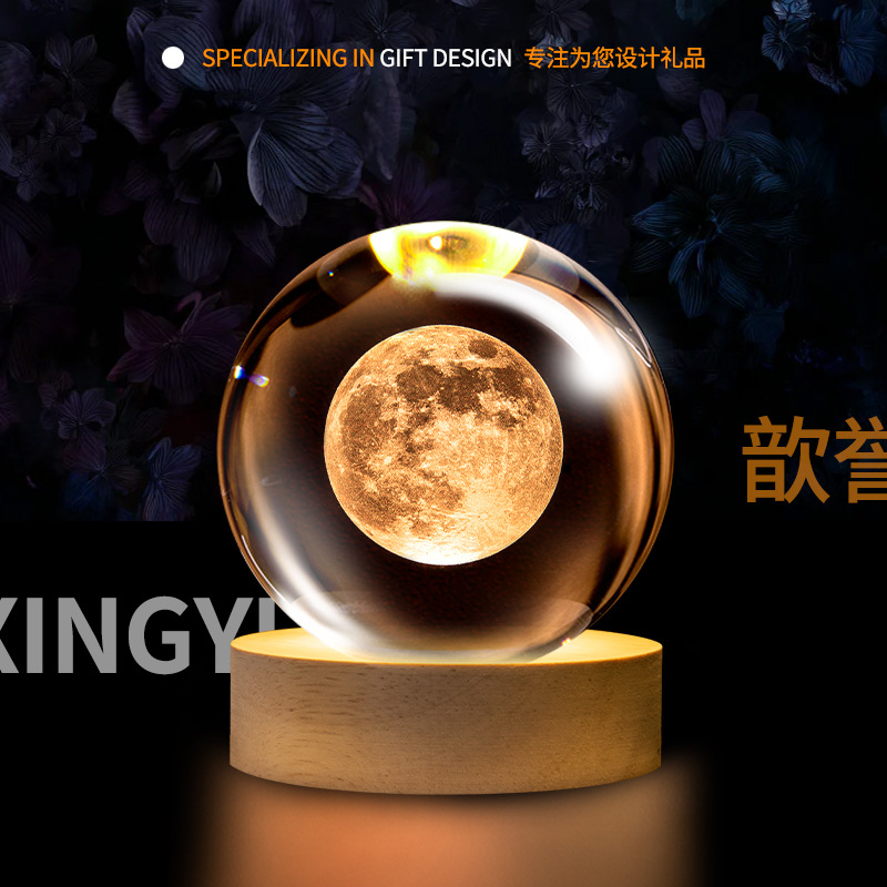 Luminosa galaxia cristal bola noche luz galaxia cristal artesanía 3D láser interior talla Regalo de Cumpleaños decoración creativa