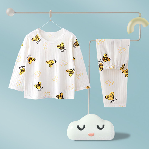 Children's clothing, children's home clothes, long-sleeved baby cotton suits, summer thin girls' air-conditioning clothes, men's boneless baby pajamas