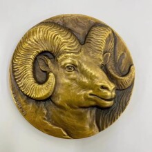 上海造币厂生肖羊大铜章领头羊铜章60mm带证书保真收藏品