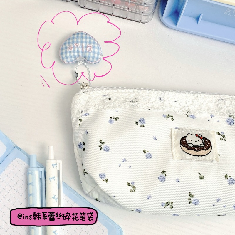 Xiaohongshu 人気のレース花柄 KT 鉛筆バッグ ins 高価値新鮮な収納袋学生文具バッグ鉛筆バッグ|undefined