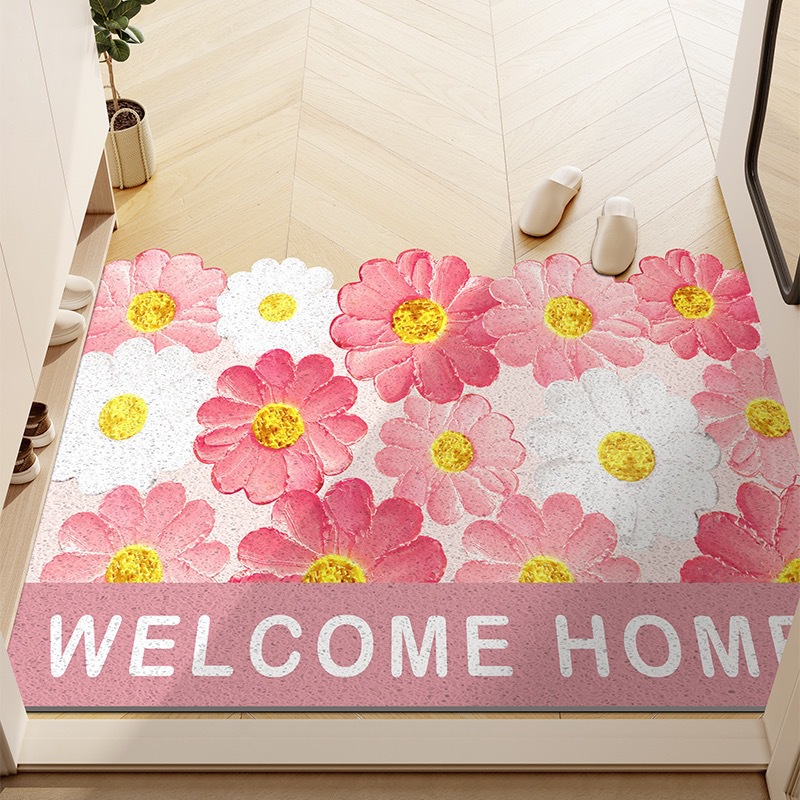 Floral Home Entrance Entry Door Silk Loop Non-Slip Mat Foyer Rug_voghion.com