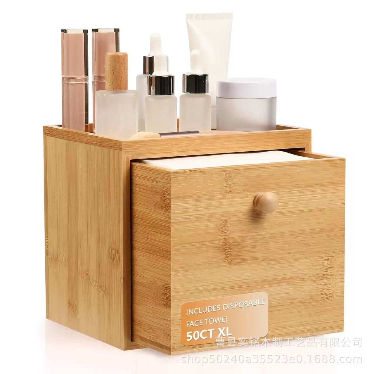 Держатель для бумажных полотенец из бамбукового дерева с ящиком, ящик для хранения салфеток для лица, настольный органайзер для косметики, коробка для полотенец для лица из цельного дерева