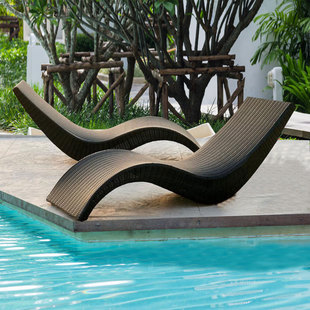 Outdoor Rattan Bed Leisure Outdoor Waterproof Sunscreen Courtyard Lounger Villa Swimming Pool Rattan Bed Beach Chair